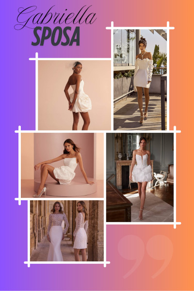 Collage 5 foto di abiti da sposa corti - Gabriella Sposa