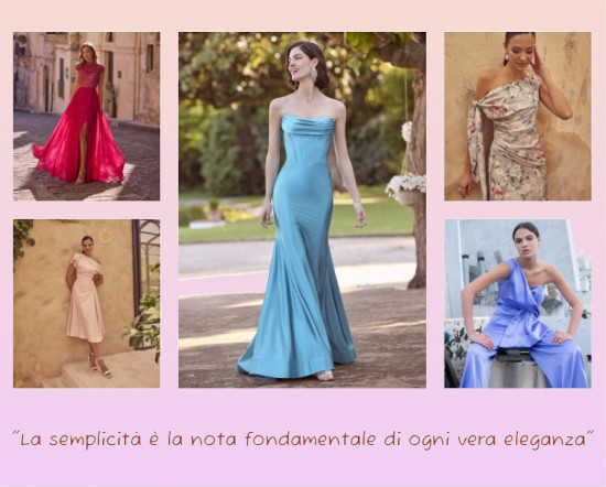 Collage 5 foto di vestiti eleganti da cerimonia - Gabriella Sposa