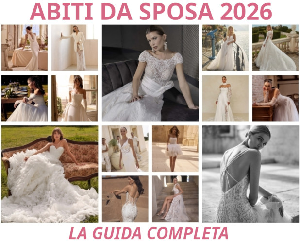 Collage di abiti da sposa 2026, 15 modelli di vario tipo